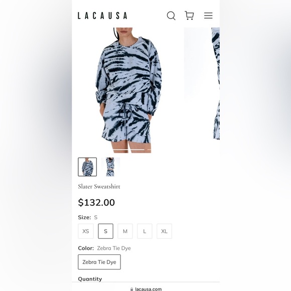 LACAUSA| Slater Zebra Black/Navy Tie Dye NWT Sweatshirt Top Size Small - Picture 14 of 14